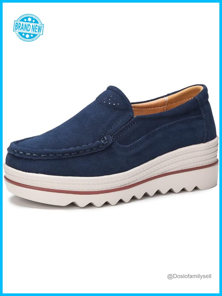 Womens Slip On Loafers Comfortable Thick Soft Platform Shoes Business Casual